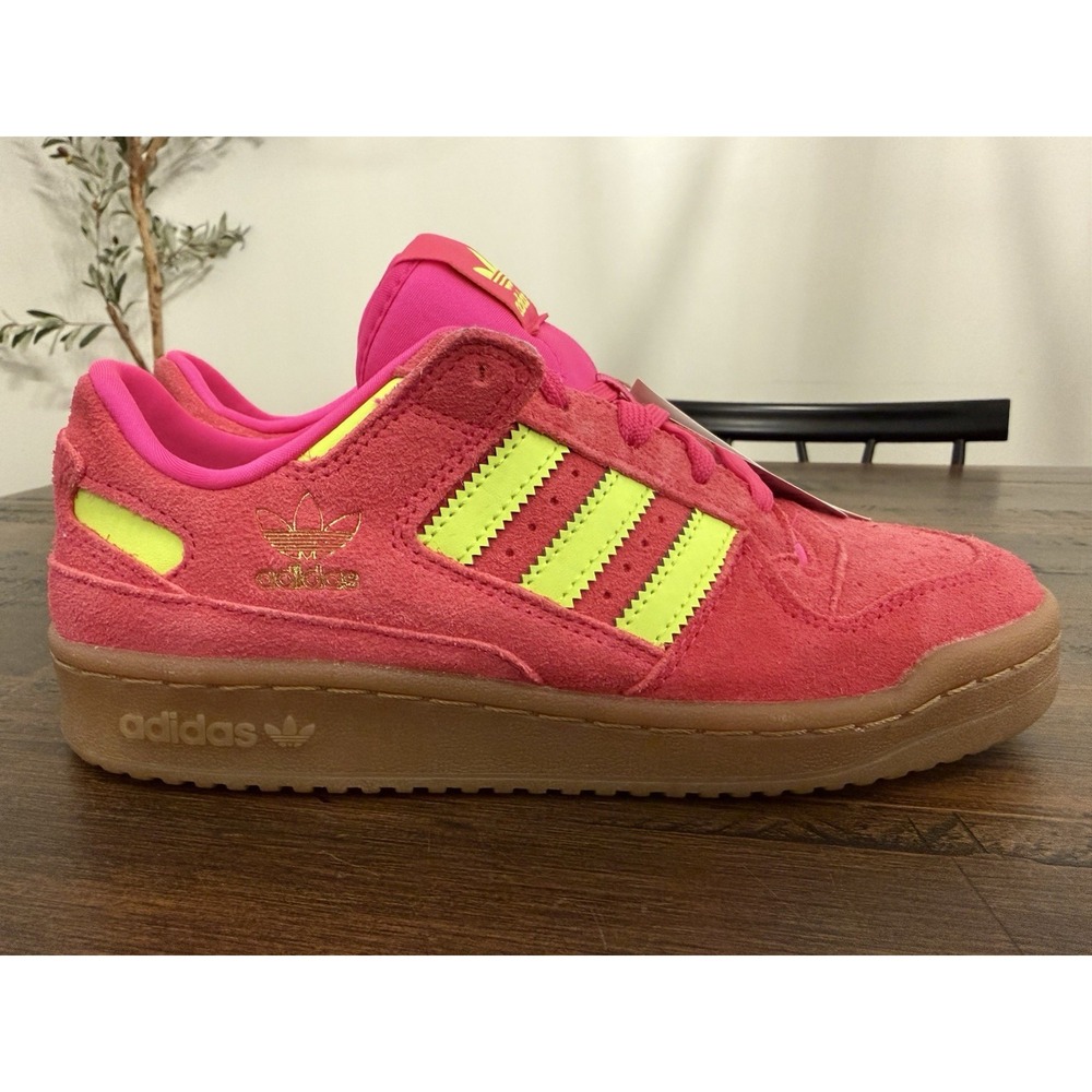 Adidas Forum Low CL W Lucid Pink Solar Yellow Gum Sole Shoes JR0515 Women's 8